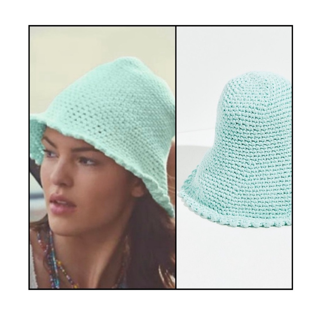 Nwot Free People Pixie Knit Bucket Hat Mint